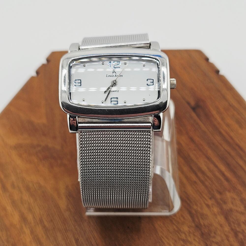 Louis Arden Silver Tone Bracelet Watch Chainmail Artsy Futuristic Steampunk